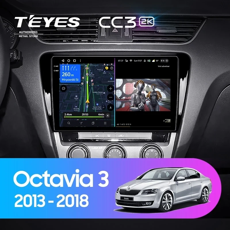 Штатная магнитола Teyes CC3 2K 360 6/128 Skoda Octavia 3 A7 (2013-2018) Тип-A