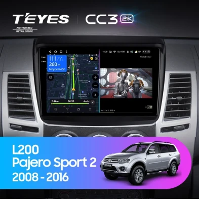 Штатная магнитола Teyes CC3 2K 6/128 Mitsubishi Pajero Sport 2 (2008-2016)