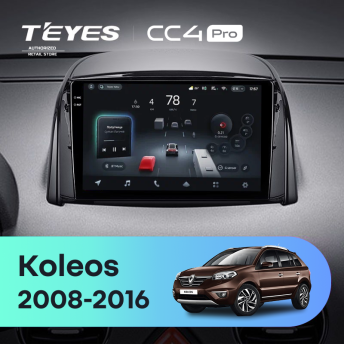 Штатная магнитола Teyes CC4 Pro 8/128 Renault Koleos (2008-2016) Тип-A
