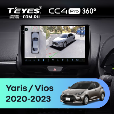 Штатная магнитола Teyes CC4 Pro 360 8/128 Toyota Yaris (2020-2023) Правый руль