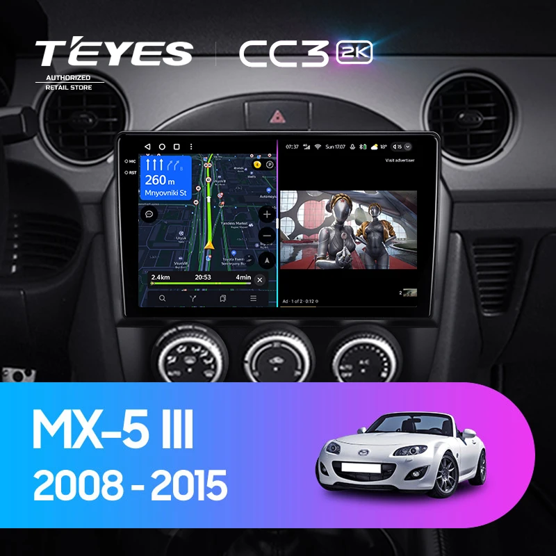 Штатная магнитола Teyes CC3 2K 4/64 Mazda MX-5 (2008-2015)