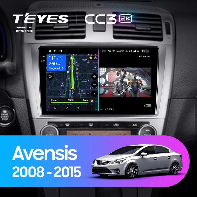 Штатная магнитола Teyes CC3 2K 4/64 Toyota Avensis 3 (2008-2015) F1