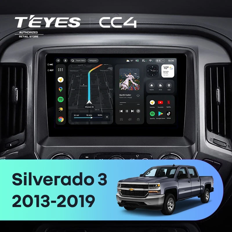 Штатная магнитола Teyes CC4 8/128 Chevrolet Silverado 3 GMTK2 (2013-2019)