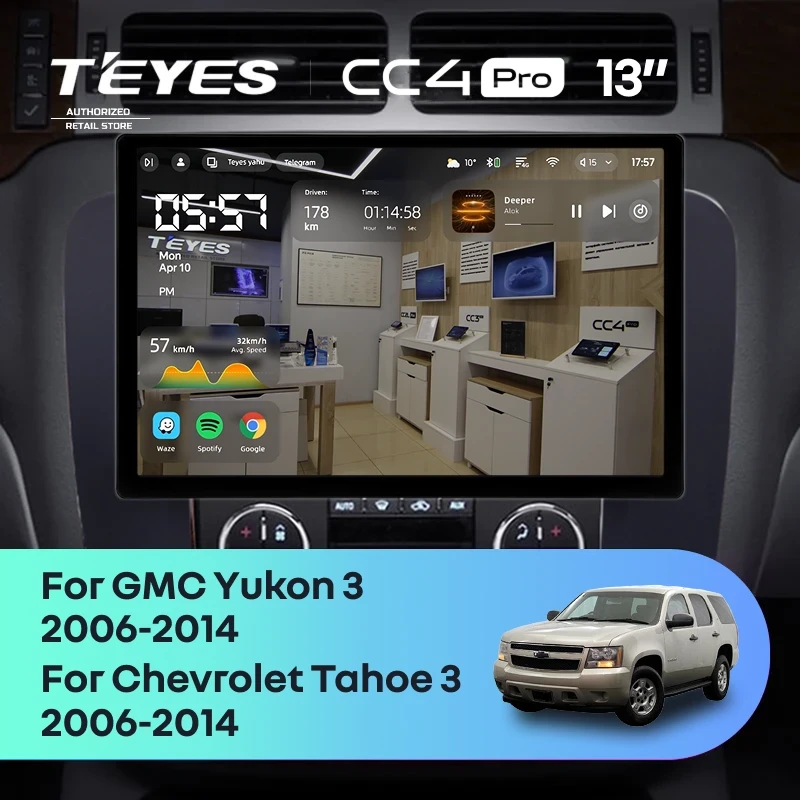 Штатная магнитола Teyes CC4 Pro 12/256 Chevrolet Tahoe (2006-2014) (13") (Черная)