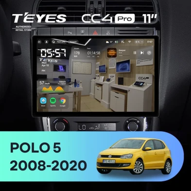 Штатная магнитола Teyes CC4 Pro 8/128 Volkswagen Polo 5 (2008-2020) F1 (11")