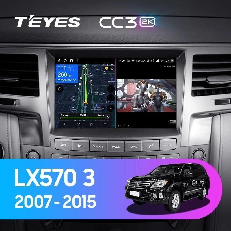 Штатная магнитола Teyes CC3 2K 4/32 Lexus LX570 J200 3 (2007-2015) Тип-C