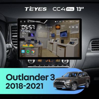 Штатная магнитола Teyes CC4 Pro 8/128 Mitsubishi Outlander 3 (2018-2021) (13")
