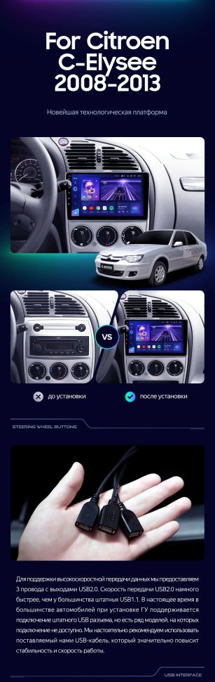 Штатная магнитола Teyes CC3 4/32 Citroen C-Elysee (2008-2013)