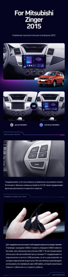 Штатная магнитола Teyes CC3L 4/32 Mitsubishi Zinger 2015+