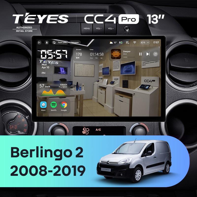 Штатная магнитола Teyes CC4 Pro 8/128 Citroen Berlingo 2 B9 (2008-2019) (13")