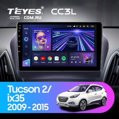 Штатная магнитола Teyes CC3L 4/32 Hyundai ix35 (2009-2015) (Tucson 2) Тип-AB (10&quot;)