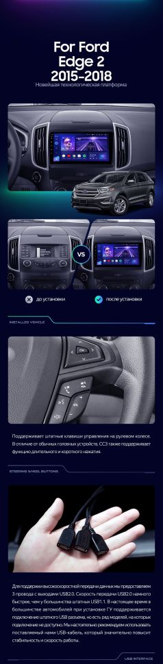 Штатная магнитола Teyes CC3 2K 6/128 Ford Edge 2 (2015-2018) F2
