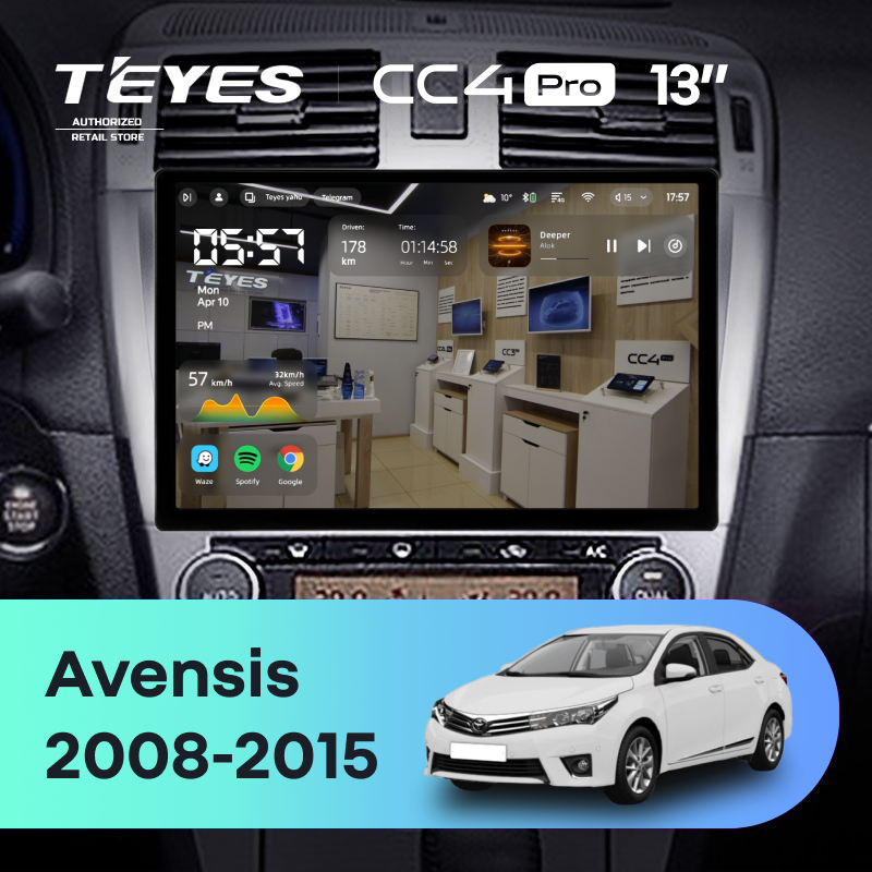 Штатная магнитола Teyes CC4 Pro 12/256 Toyota Avensis 3 (2008-2015) F1 (13")