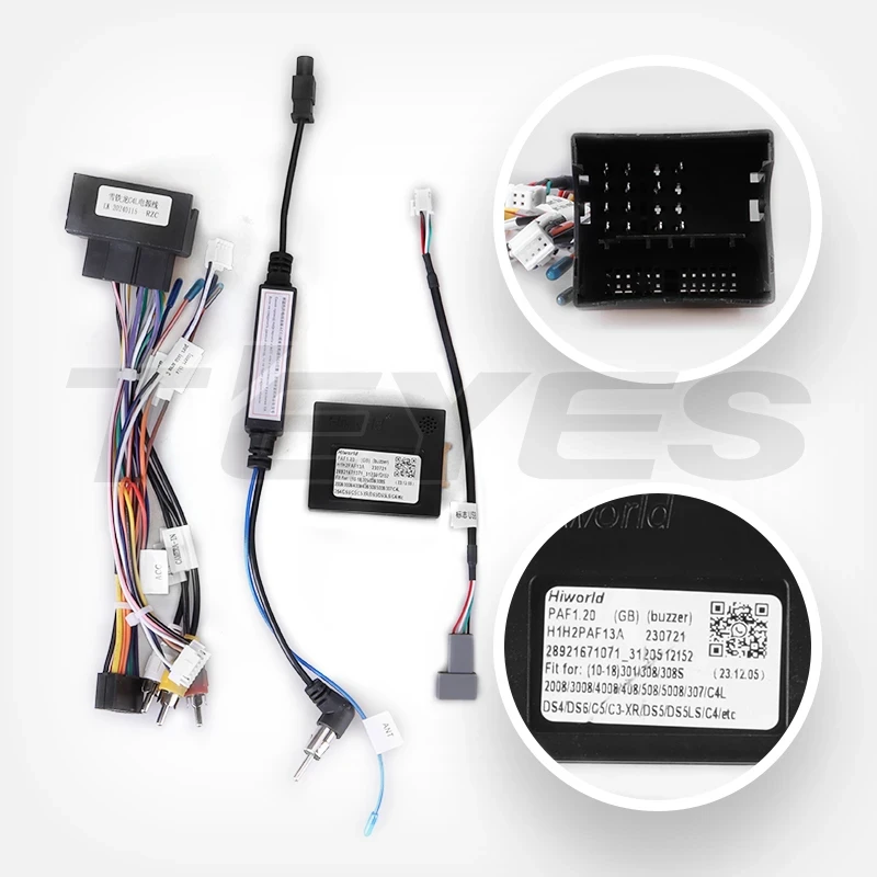 Проводка питания TEYES для Peugeot 408 T7 (2012-2020) / 308 (2007-2015) / 308 T9 308S (2013-2017) [PAF1.20(GB)(buzzer)] + Canbus для подключения Android ГУ