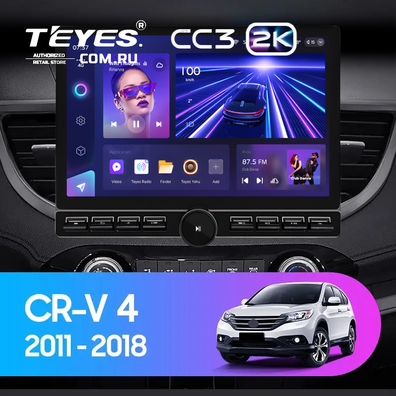 Штатная магнитола Teyes CC3 2K 6/128 Honda CR-V 4 RM RE (2011-2018) Тип-A (13" с кнопками) 10 inch