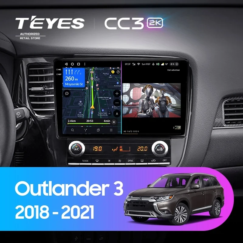Штатная магнитола Teyes CC3 2K 4/32 Mitsubishi Outlander 3 (2018-2021)