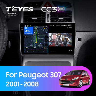 Штатная магнитола Teyes CC3 2K 4/64 Peugeot 307 1 (2001-2008)