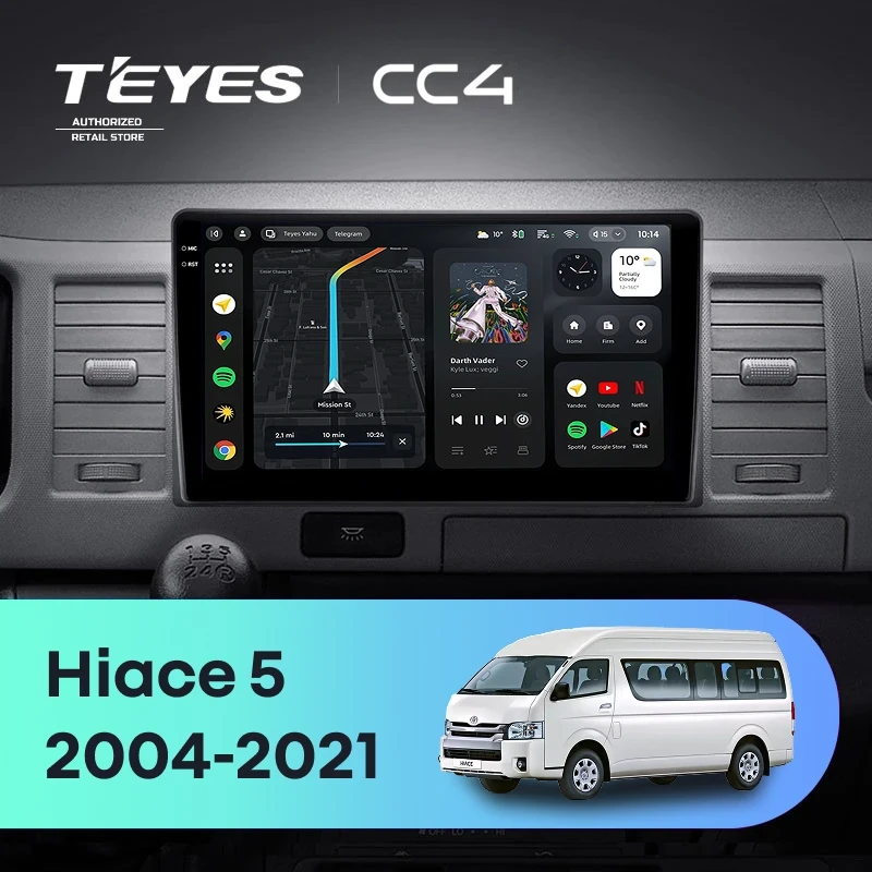 Штатная магнитола Teyes CC4 8/128 Toyota Hiace XH10 H200 (2004-2021)