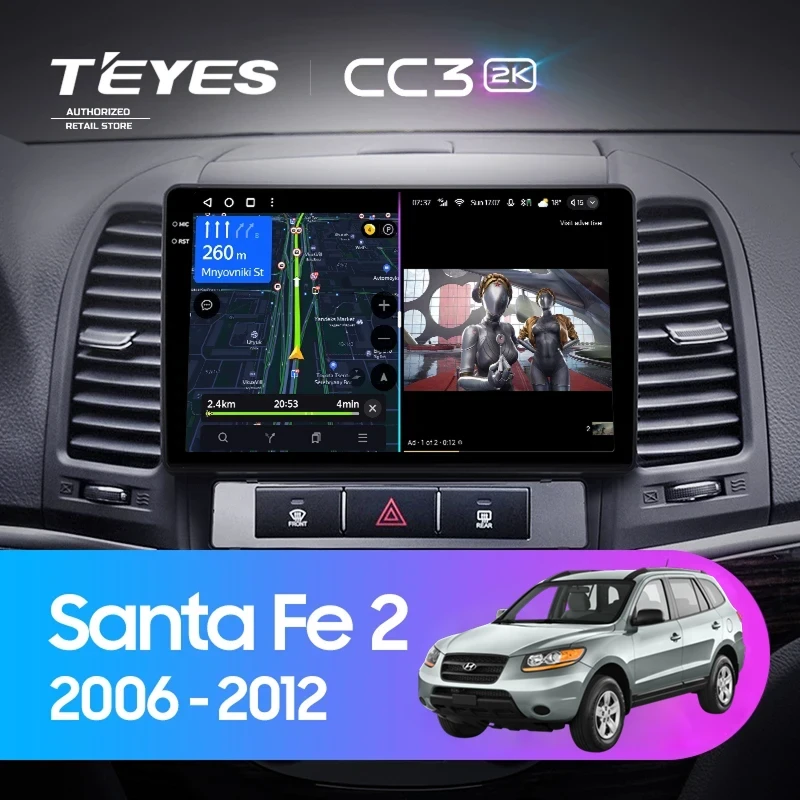Штатная магнитола Teyes CC3 2K 360 6/128 Hyundai Santa Fe 2 (2006-2012)