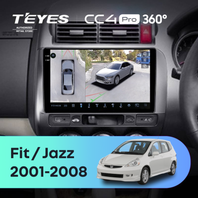 Штатная магнитола Teyes CC4 Pro 360 12/256 Honda Jazz GD (2001-2008) Правый руль