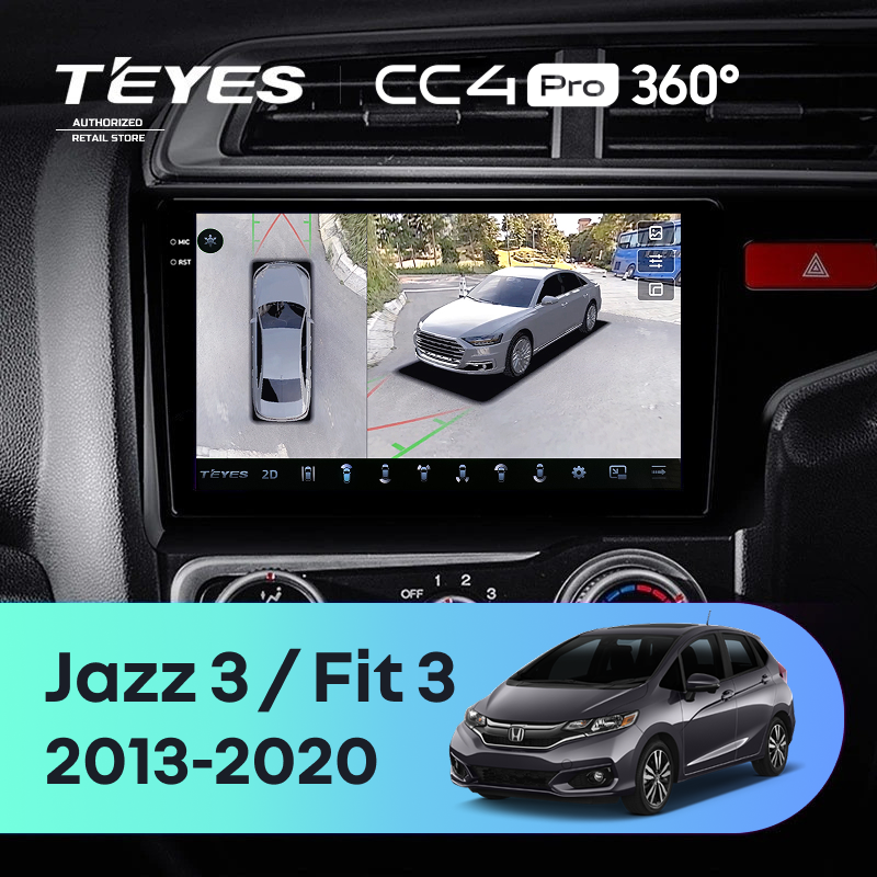 Штатная магнитола Teyes CC4 Pro 360 8/128 Honda Jazz 3 (2015-2020) Тип-B Правый руль