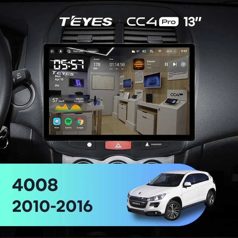 Штатная магнитола Teyes CC4 Pro 12/256 Peugeot 4008 (2010-2016) Тип-A (13")
