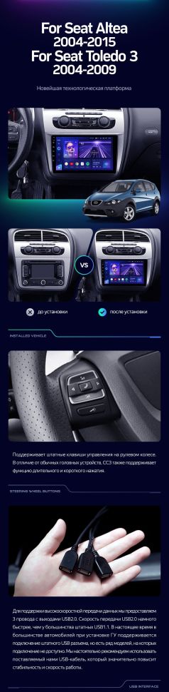 Штатная магнитола Teyes CC3 4/32 Seat Altea 5P (2004-2015)