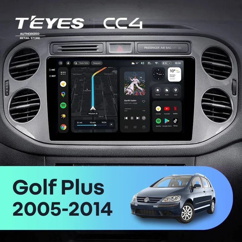 Штатная магнитола Teyes CC4 8/128 Volkswagen Golf Plus (2005-2014) (серая) F2
