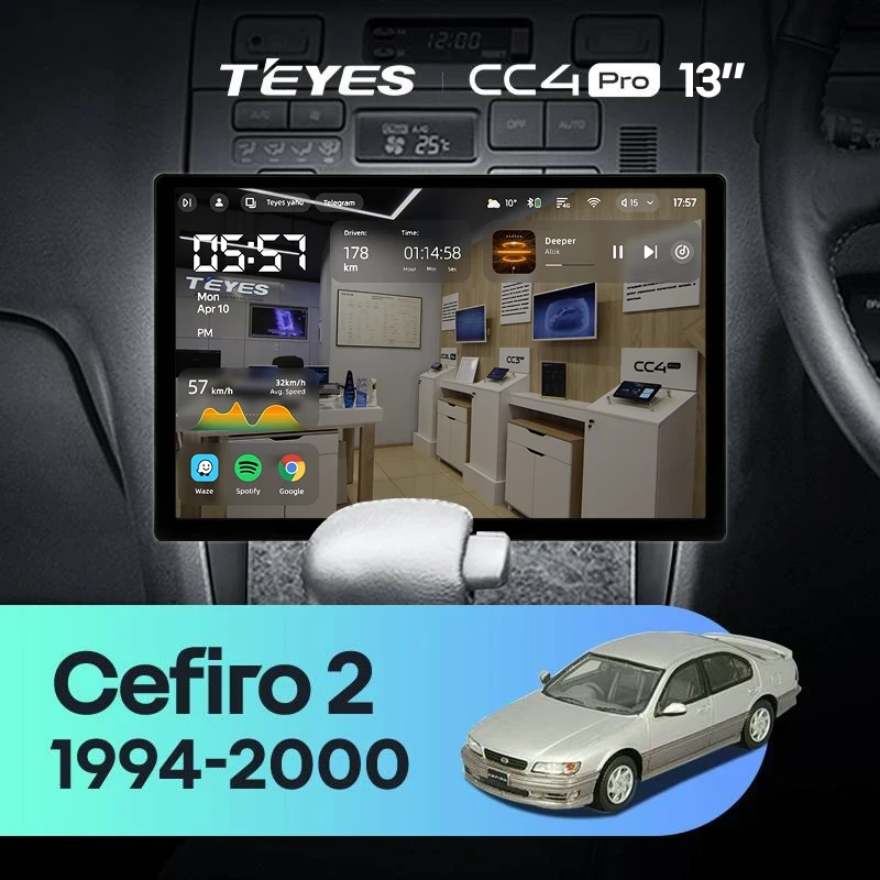 Штатная магнитола Teyes CC4 Pro 8/128 Nissan Cefiro 2 A32 (1994-2000) F1 (13")