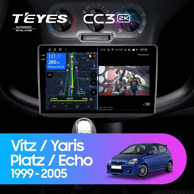 Штатная магнитола Teyes CC3 2K 4/64 Toyota Yaris (1999-2005) F1