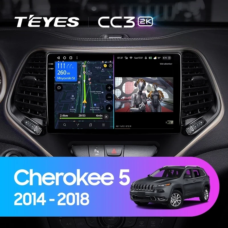 Штатная магнитола Teyes CC3 2K 360 6/128 Jeep Cherokee 5 KL (2014-2018)