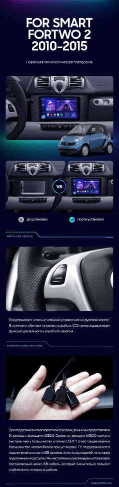 Штатная магнитола Teyes CC3L 4/32 Mercedes-Benz Smart Fortwo 2 (2010-2015) F1