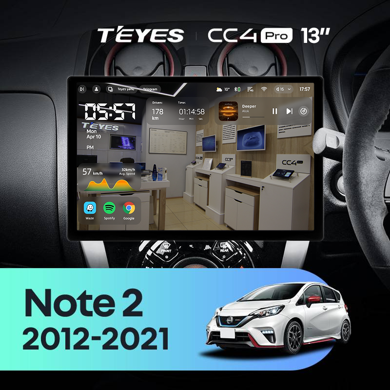 Штатная магнитола Teyes CC4 Pro 8/128 Nissan Note 2 E12 (2012-2021) (13")