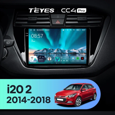 Штатная магнитола Teyes CC4 Pro 8/128 Hyundai i20 2 GB (2014-2018) Правый руль