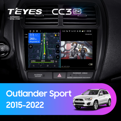 Штатная магнитола Teyes CC3 2K 4/32 Mitsubishi Outlander Sport (2015-2022) Тип-A