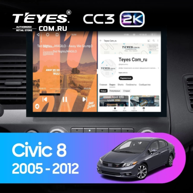 Штатная магнитола Teyes CC3 2K 4/32 Honda Civic 8 FK FN FD (2005-2012) (13")