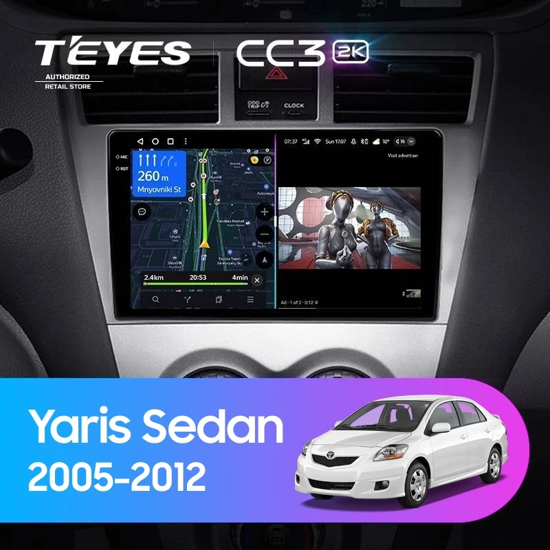 Штатная магнитола Teyes CC3 2K 6/128 Toyota Yaris Sedan (2005-2012)