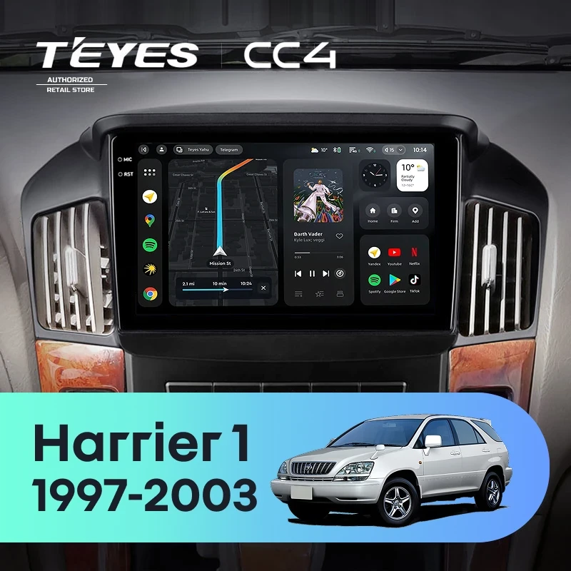 Штатная магнитола Teyes CC4 8/128 Toyota Harrier 1 (XU10) (1997-2003) F2