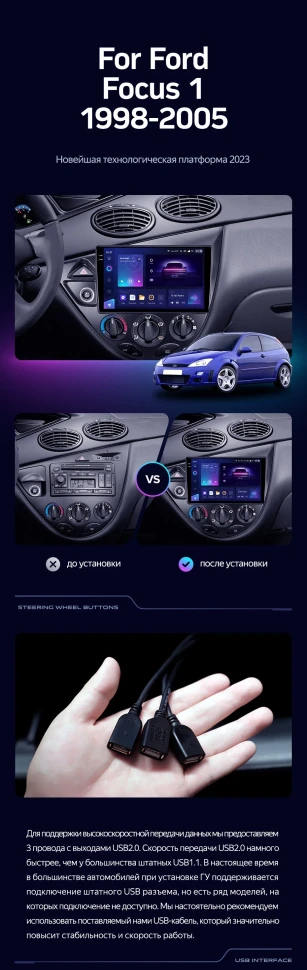 Штатная магнитола Teyes CC3 4/32 Ford Focus 1 (1998-2005)