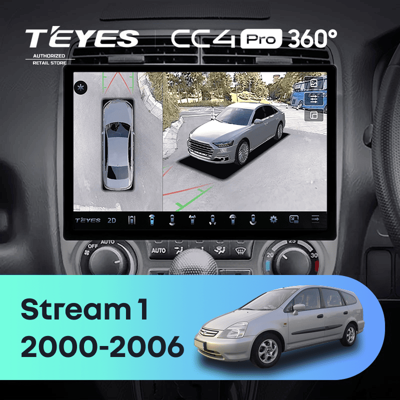 Штатная магнитола Teyes CC4 Pro 360 12/256 Honda Stream 1 (2000-2006) F2 (13")