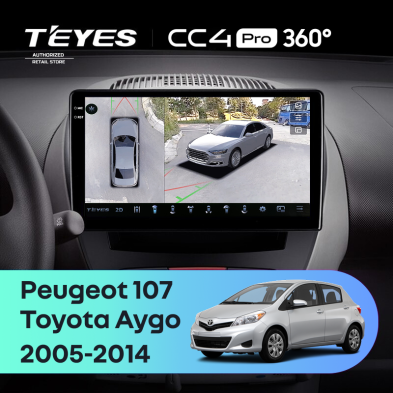 Штатная магнитола Teyes CC4 Pro 360 8/128 Peugeot 107 (2005-2014)