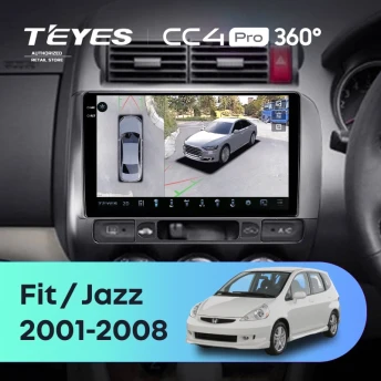 Штатная магнитола Teyes CC4 Pro 360 8/128 Honda Jazz GD (2001-2008) Правый руль