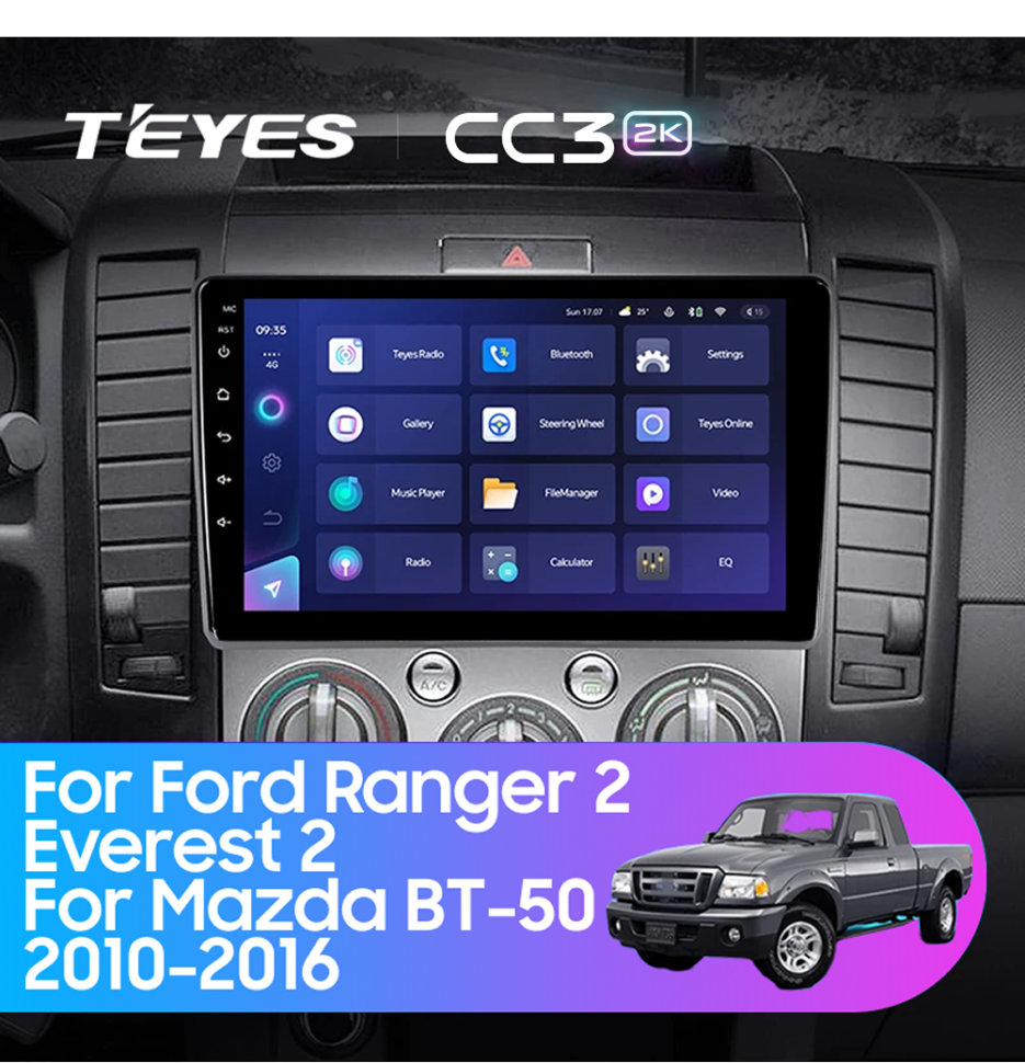 Штатная магнитола Teyes CC3 2K 4/64 Mazda BT-50 (2006-2011) (0din)