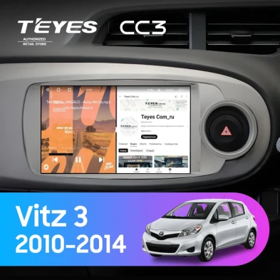 Штатная магнитола Teyes CC3 4/32 Toyota Vitz 3 (2010-2014) Правый руль