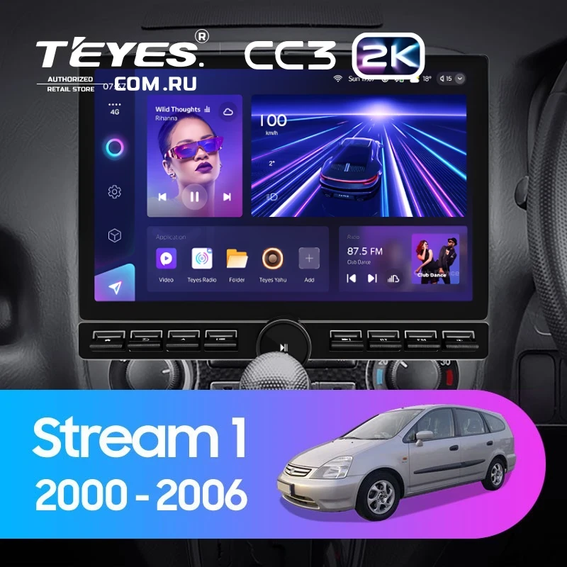 Штатная магнитола Teyes CC3 2K 6/128 Honda Stream 1 (2000-2006) F1 (13" с кнопками)