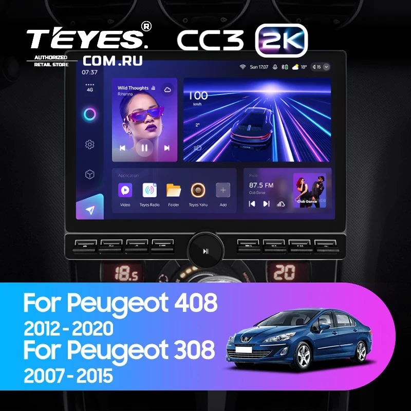 Штатная магнитола Teyes CC3 2K 6/128 Peugeot 408 1 T7 (2012-2020) (13" с кнопками)