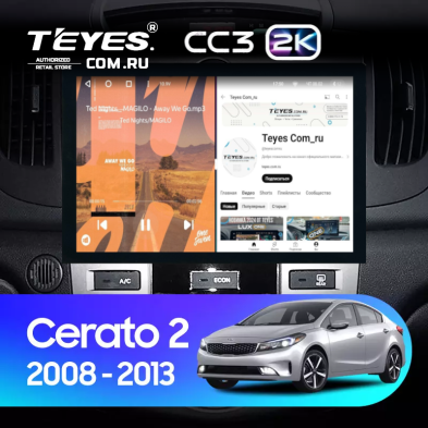 Штатная магнитола Teyes CC3 2K 4/32 Kia Cerato 2 TD (2008-2013) F2 (13")