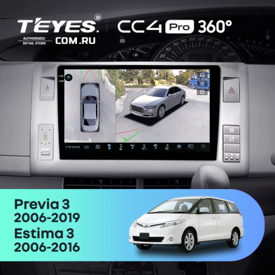 Штатная магнитола Teyes CC4 Pro 360 12/256 Toyota Estima AHR20 XR50 3 (2006-2016) Правый руль