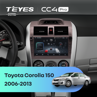 Штатная магнитола Teyes CC4 Pro 8/128 Toyota Corolla 150 (2006-2013) F2 с кнопками