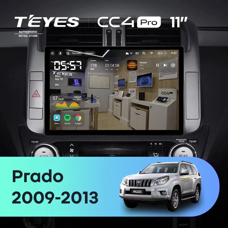 Штатная магнитола Teyes CC4 Pro 12/256 Toyota Land Cruiser Prado 150 (2009-2013) F1 Тип-A (11")